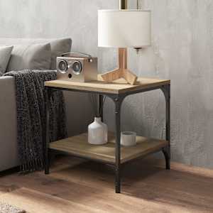 vidaXL &Scaron;oninis staliukas, ąžuolo, 40x40x40cm, apdirbta mediena