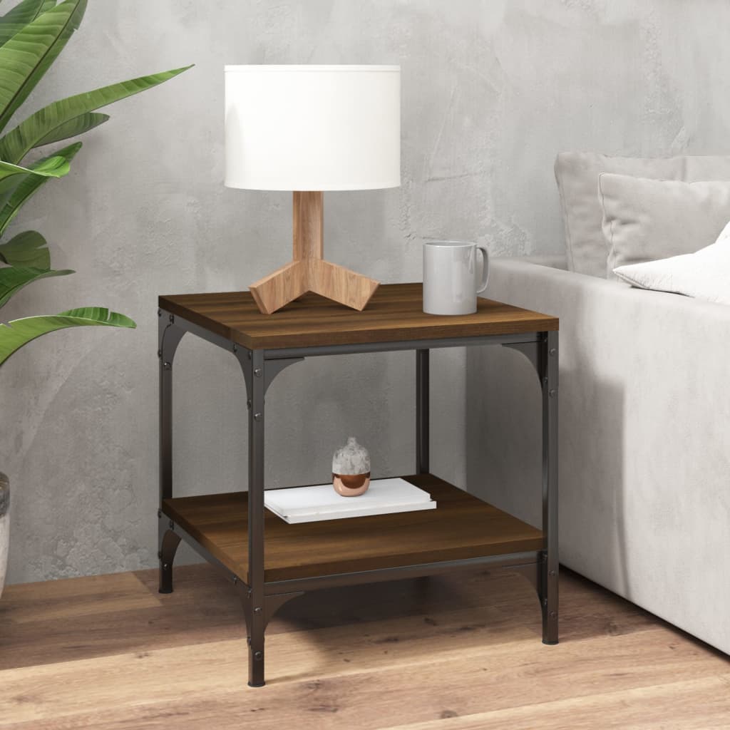 vidaXL Bijzettafels 2 st 40x40x40 cm bewerkt hout bruineiken afbeelding