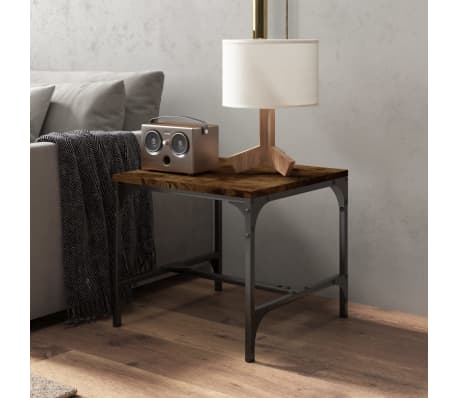 vidaXL Bijzettafel 40x40x35 cm bewerkt hout gerookt eikenkleurig