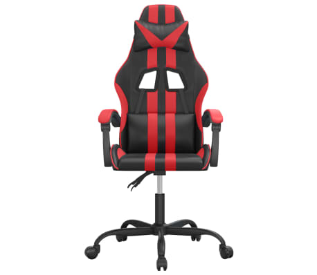 vidaXL Cadeira gaming giratória couro artificial preto e vermelho