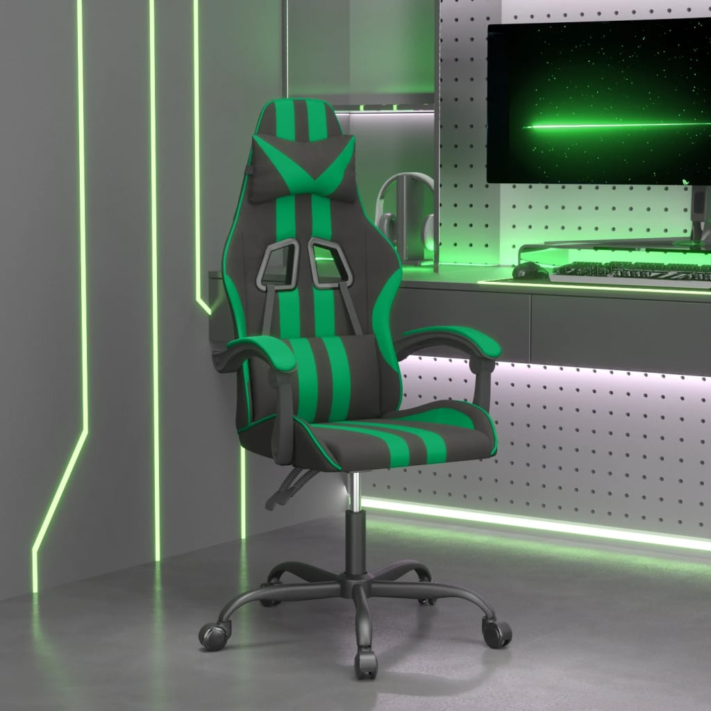 vidaXL Scaun de gaming pivotant, negru și verde, piele ecologică vidaXL imagine noua 2022