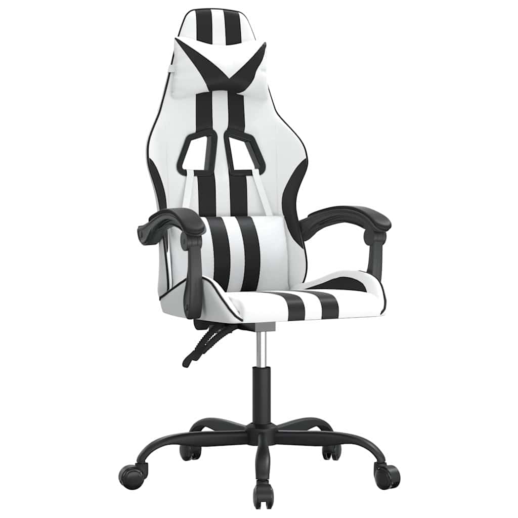 vidaXL Otočná herní židle bílá a černá umělá kůže
