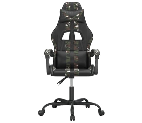 vidaXL datorspēļu krēsls, melna un kamuflāžas mākslīgā āda