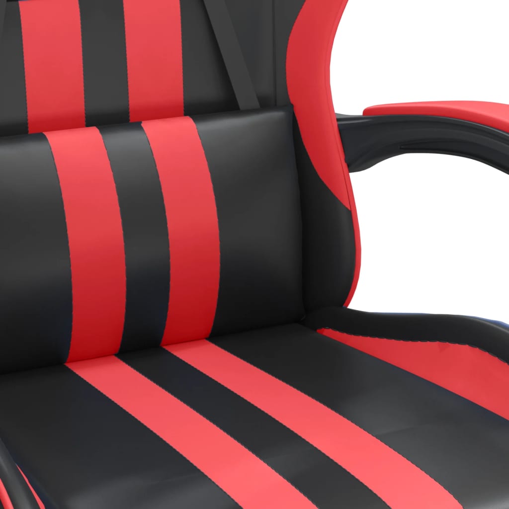 Fekete és piros műbőr forgó játékszék lábtartóval 