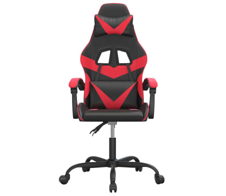 vidaXL Cadeira gaming giratória couro artificial preto e vermelho