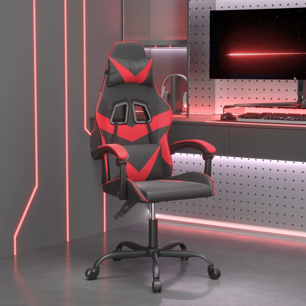 Otočná herní židle černá a červená umělá kůže