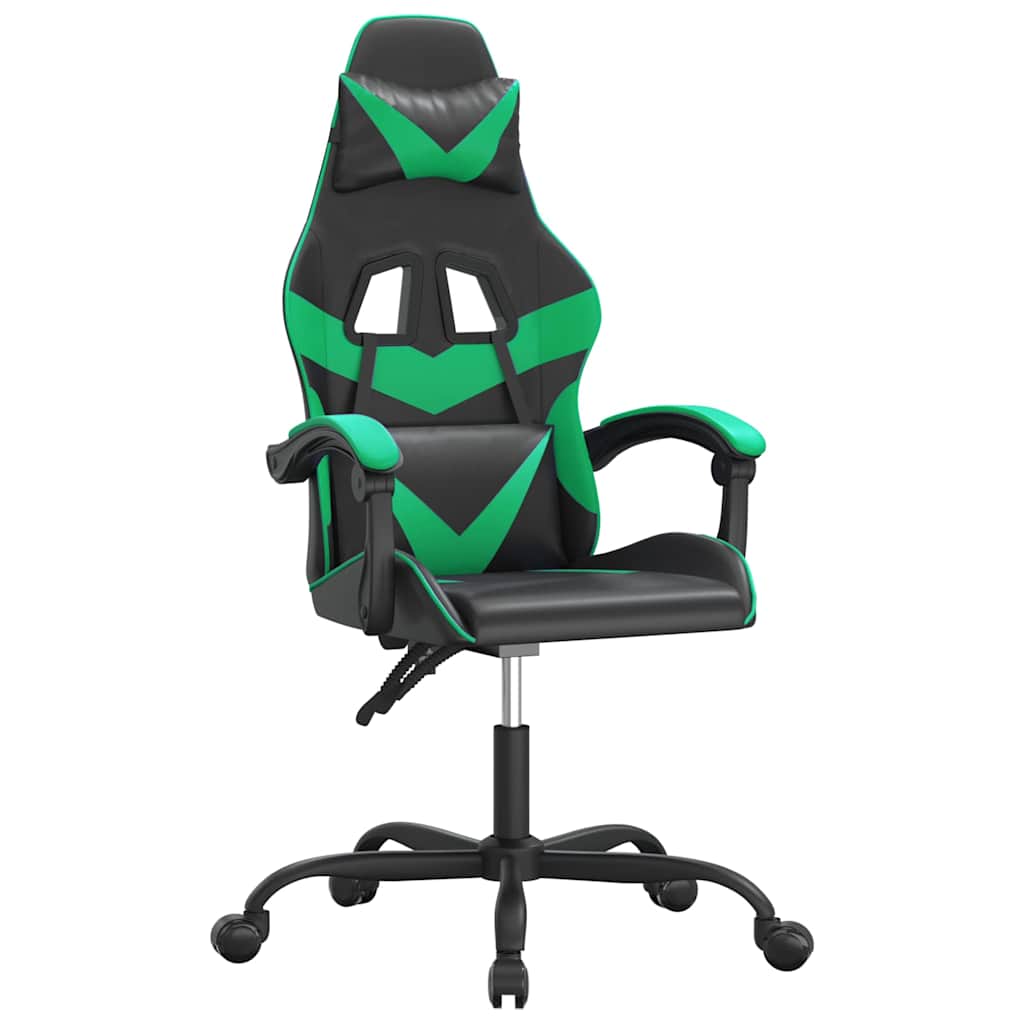 vidaXL Otočná herní židle černá a zelená umělá kůže