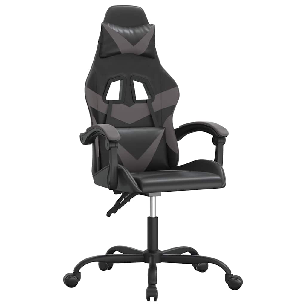 vidaXL Otočná herní židle černá a šedá umělá kůže