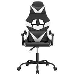 vidaXL Chaise de jeu pivotante Noir et blanc Similicuir