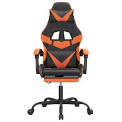 vidaXL Chaise de jeu pivotante repose-pied Noir et orange Similicuir