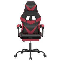 vidaXL Chaise de jeu pivotante repose-pied Noir bordeaux Similicuir