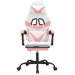 vidaXL Chaise de jeu pivotante et repose-pied Blanc et rose Similicuir