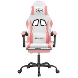 vidaXL Chaise de jeu pivotante et repose-pied Blanc et rose Similicuir