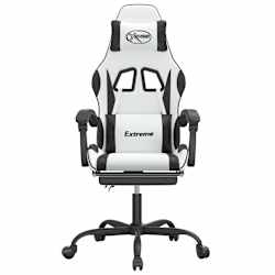 vidaXL Chaise de jeu pivotante et repose-pied Blanc et noir Similicuir
