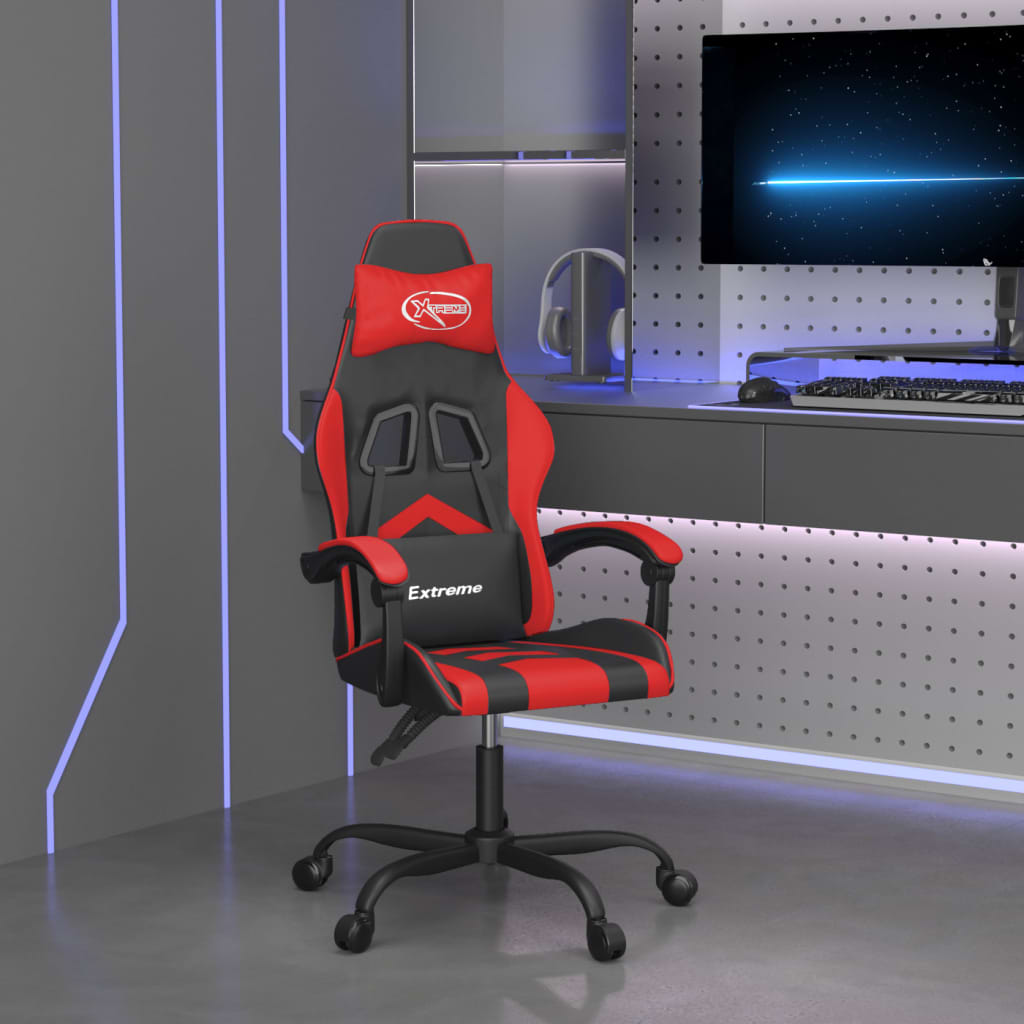 vidaXL Scaun de gaming pivotant, negru și roșu, piele ecologică ecologica