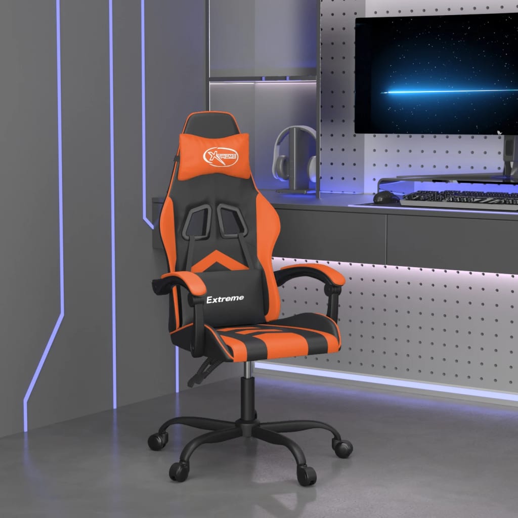 Petrashop  Otočná herní židle černá a oranžová umělá kůže