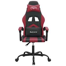 vidaXL Chaise de jeu pivotante Noir et rouge bordeaux Similicuir