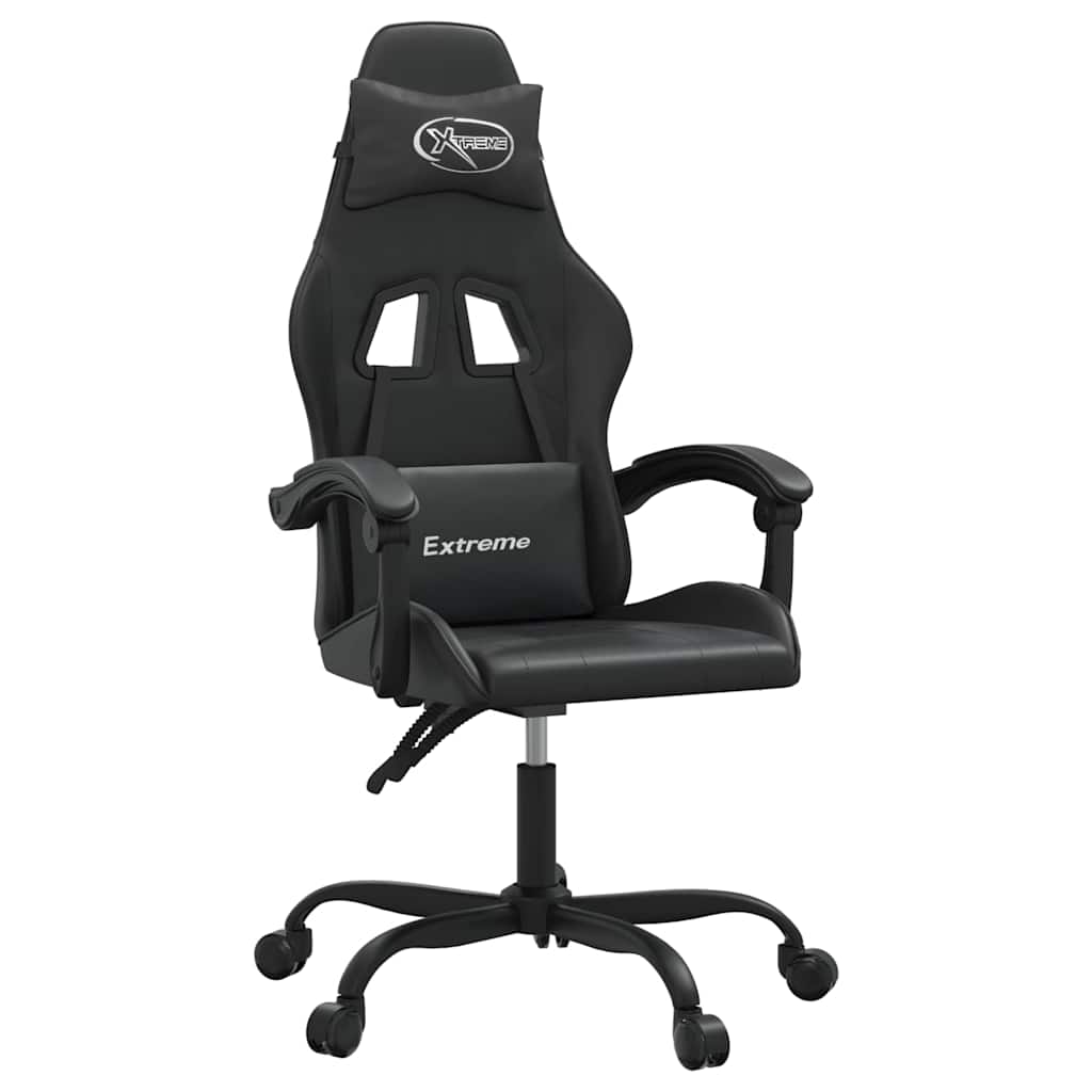 vidaXL Otočná herní židle s podnožkou černá umělá kůže