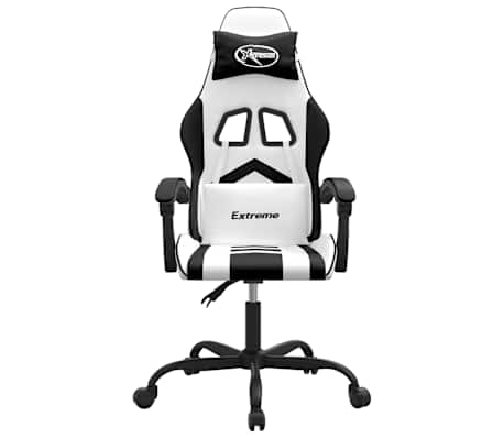vidaXL Chaise de jeu pivotante Blanc et noir Similicuir