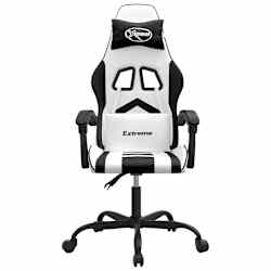 vidaXL Chaise de jeu pivotante Blanc et noir Similicuir