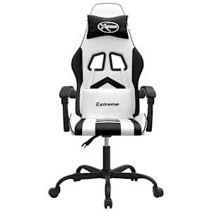 vidaXL Chaise de jeu pivotante Blanc et noir Similicuir