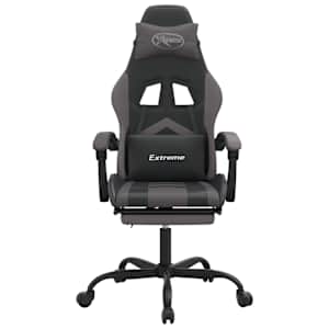 vidaXL Καρέκλα Gaming Περιστρ. Υποπόδιο Μαύρο&Γκρι Συνθετικό Δέρμα