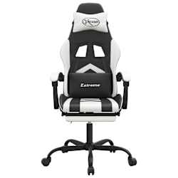 vidaXL Chaise de jeu pivotante et repose-pied Noir et blanc Similicuir