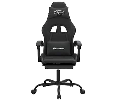 vidaXL Chaise de jeu pivotante avec repose-pied Noir Similicuir