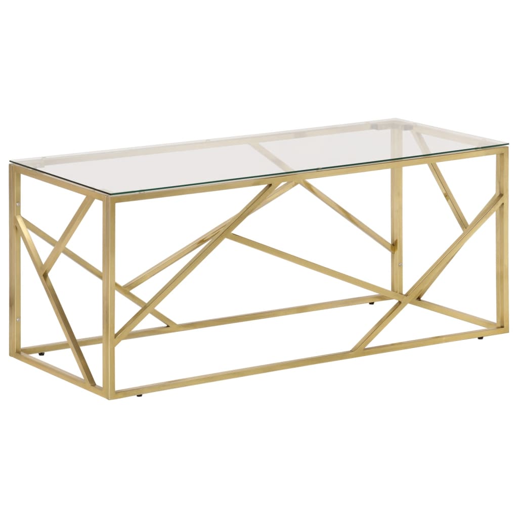 Image of vidaXL Coffee Table Gold Stainless Steel and Tempered Glass
