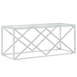 vidaXL kohvilaud, 110 x 45 x 45 cm, roostevaba teras ja klaas