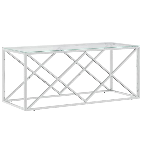 vidaXL kohvilaud, 110 x 45 x 45 cm, roostevaba teras ja klaas