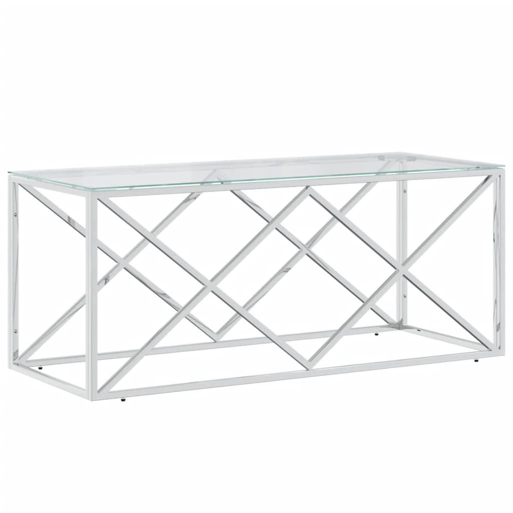Image of vidaXL Coffee Table 110x45x45 cm Stainless Steel and Glass