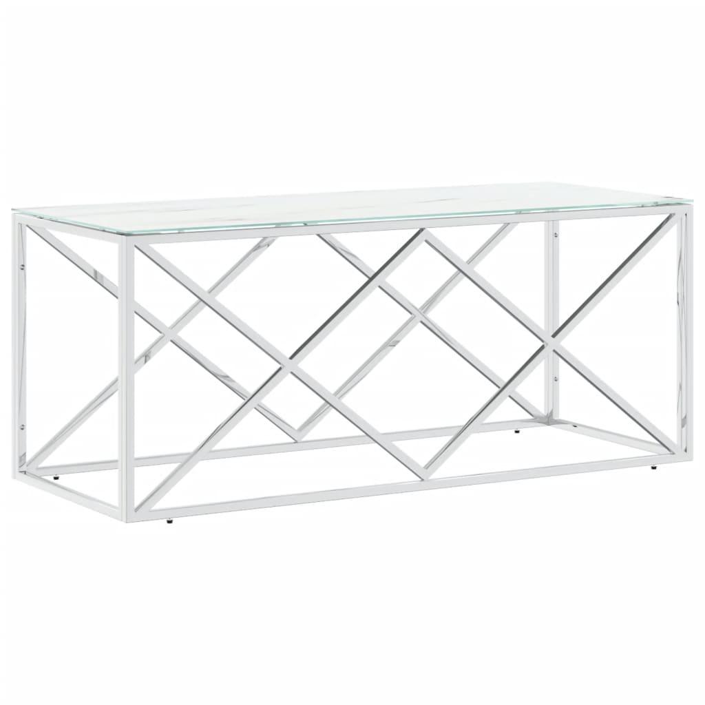 vidaXL Konferenční stolek 110 x 45 x 45 cm nerezová ocel a sklo