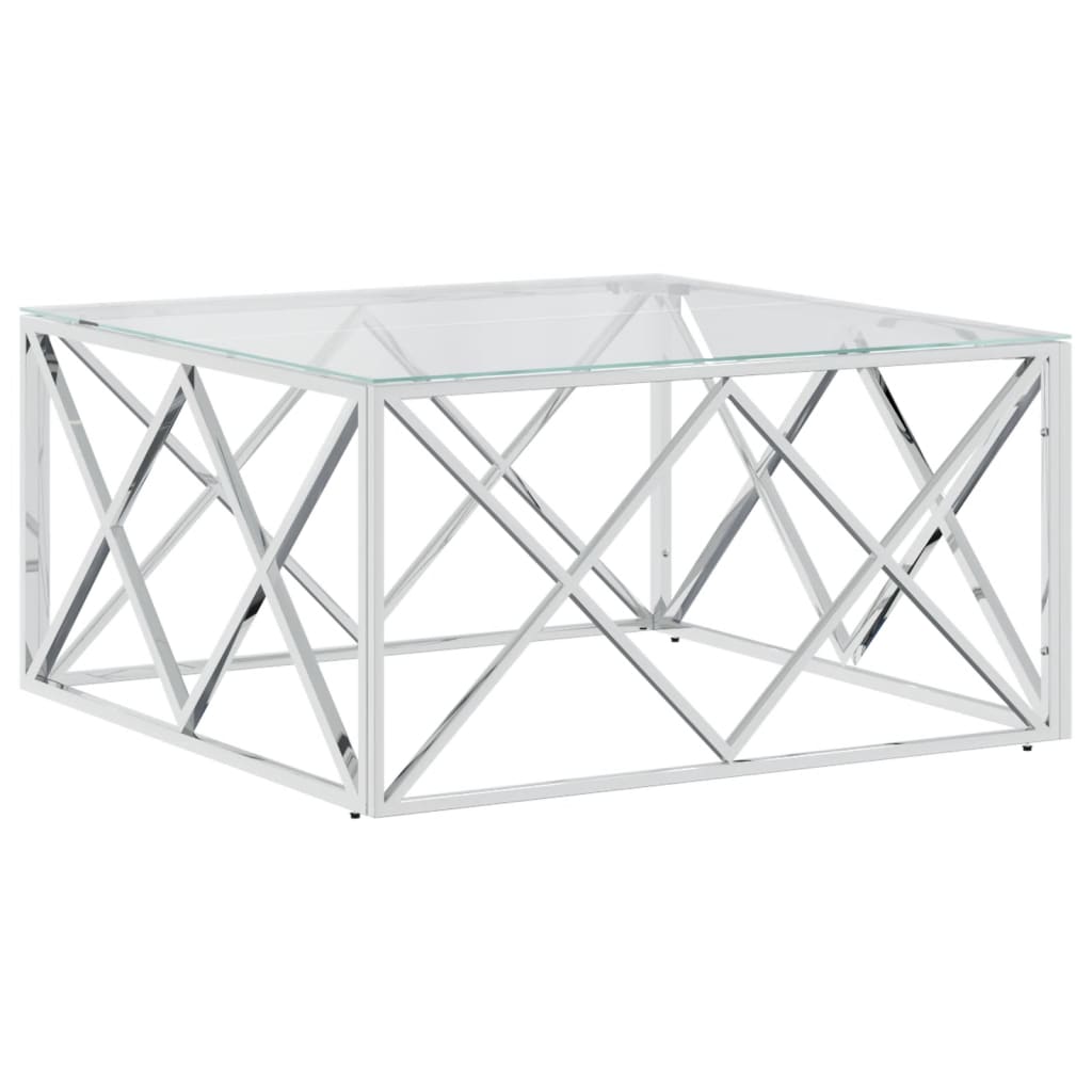 Image of vidaXL Coffee Table 80x80x40 cm Stainless Steel and Glass