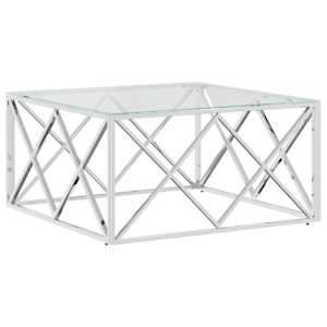 Konferenční stolek 80 x 80 x 40 cm nerezová ocel a sklo - obrázek 2