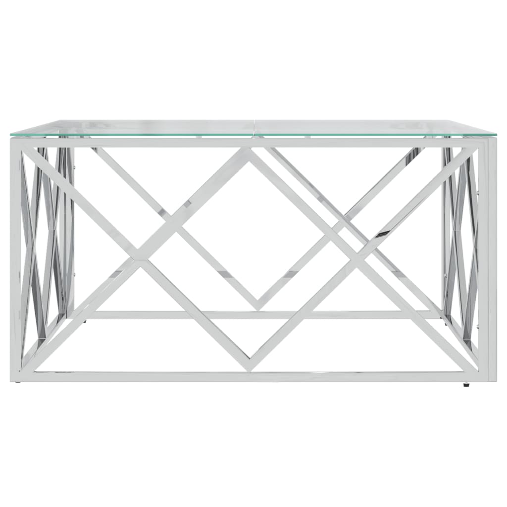 vidaXL üveg és rozsdamentes acél dohányzóasztal 80x80x40 cm