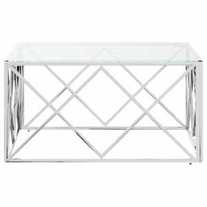Konferenční stolek 80 x 80 x 40 cm nerezová ocel a sklo - obrázek 4