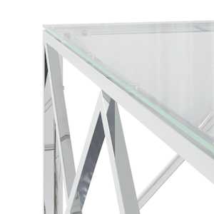 Konferenční stolek 80 x 80 x 40 cm nerezová ocel a sklo - obrázek 5