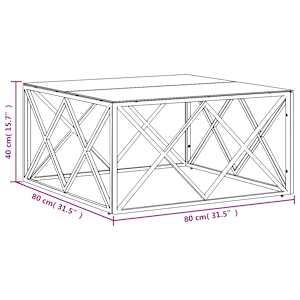 Konferenční stolek 80 x 80 x 40 cm nerezová ocel a sklo - obrázek 6