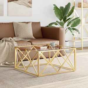 Klubska mizica 80x80x40 cm nerjaveče jeklo in steklo