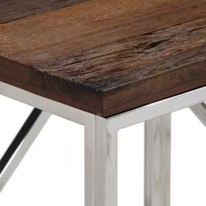 Konzolový stolek stříbrný nerezová ocel a masivní dřevo - obrázek 4
