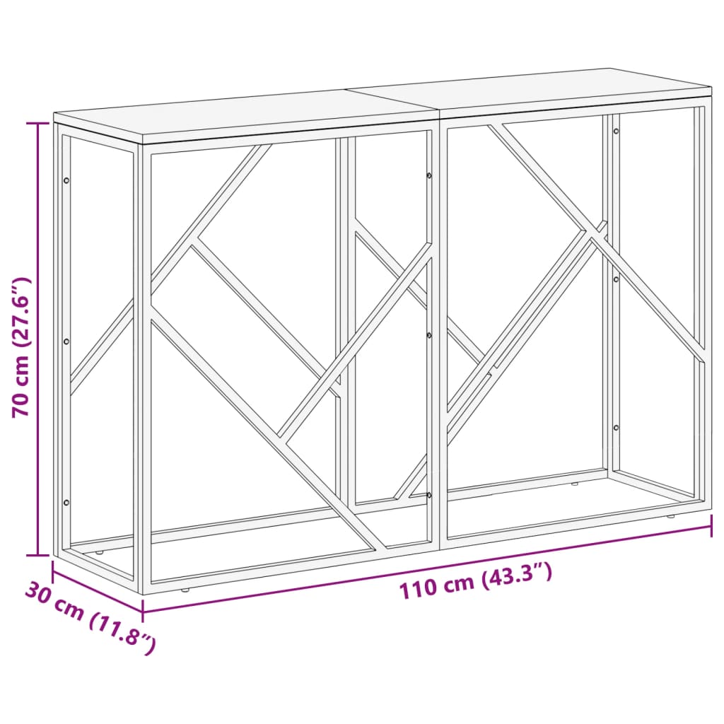 Console Table Hallway Living Room Stainless Steel and Tempered Glass vidaXL - Produktbild 2