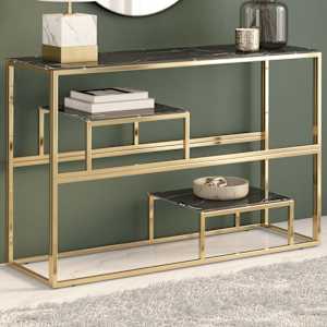 Konzolový stolek zlatý nerezová ocel a tvrzené sklo - obrázek 1