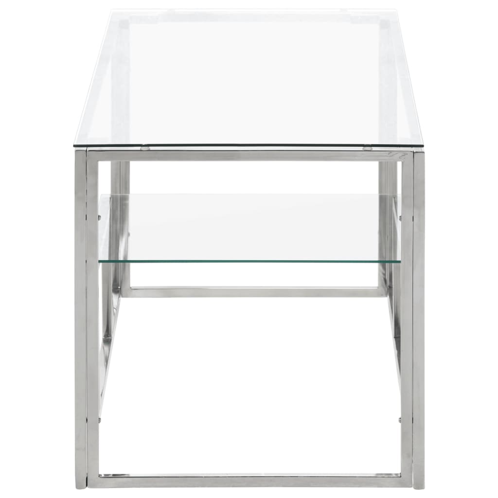 Thumbnail - vidaXL Couchtisch Silbern Edelstahl und Hartglas