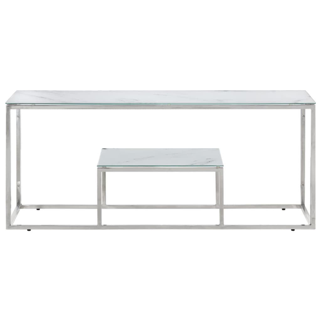 vidaXL Salontafel roestvrijstaal en gehard glas zilverkleurig afbeelding