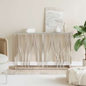 Konzolový stůl stříbrný 110 x 30 x 70 cm nerezová ocel a sklo - obrázek 1