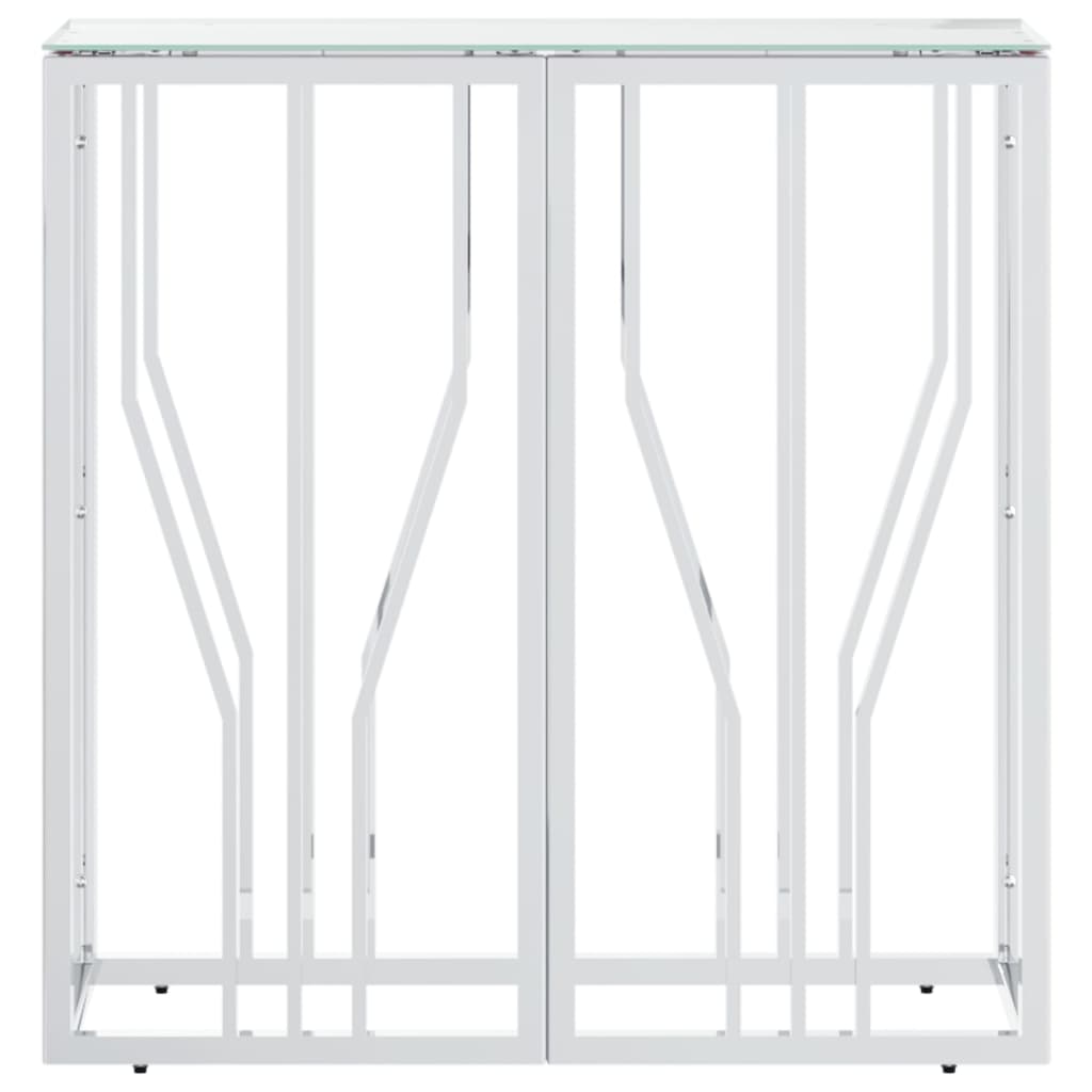 vidaXL Konzolový stolík 70x30x70 cm nehrdzavejúca oceľ a sklo