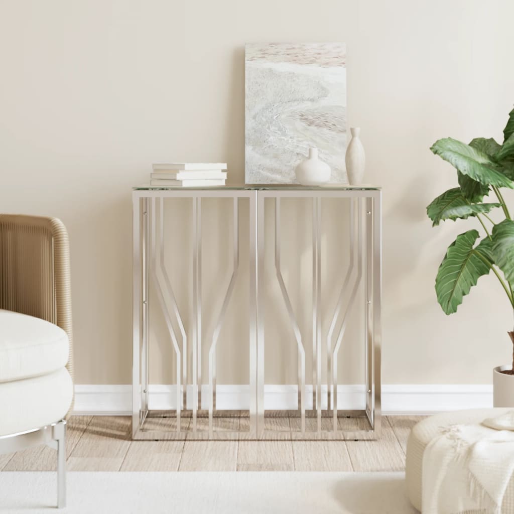 vida XL Konsolentisch 70x 30x 70 cm Edelstahl und Glas