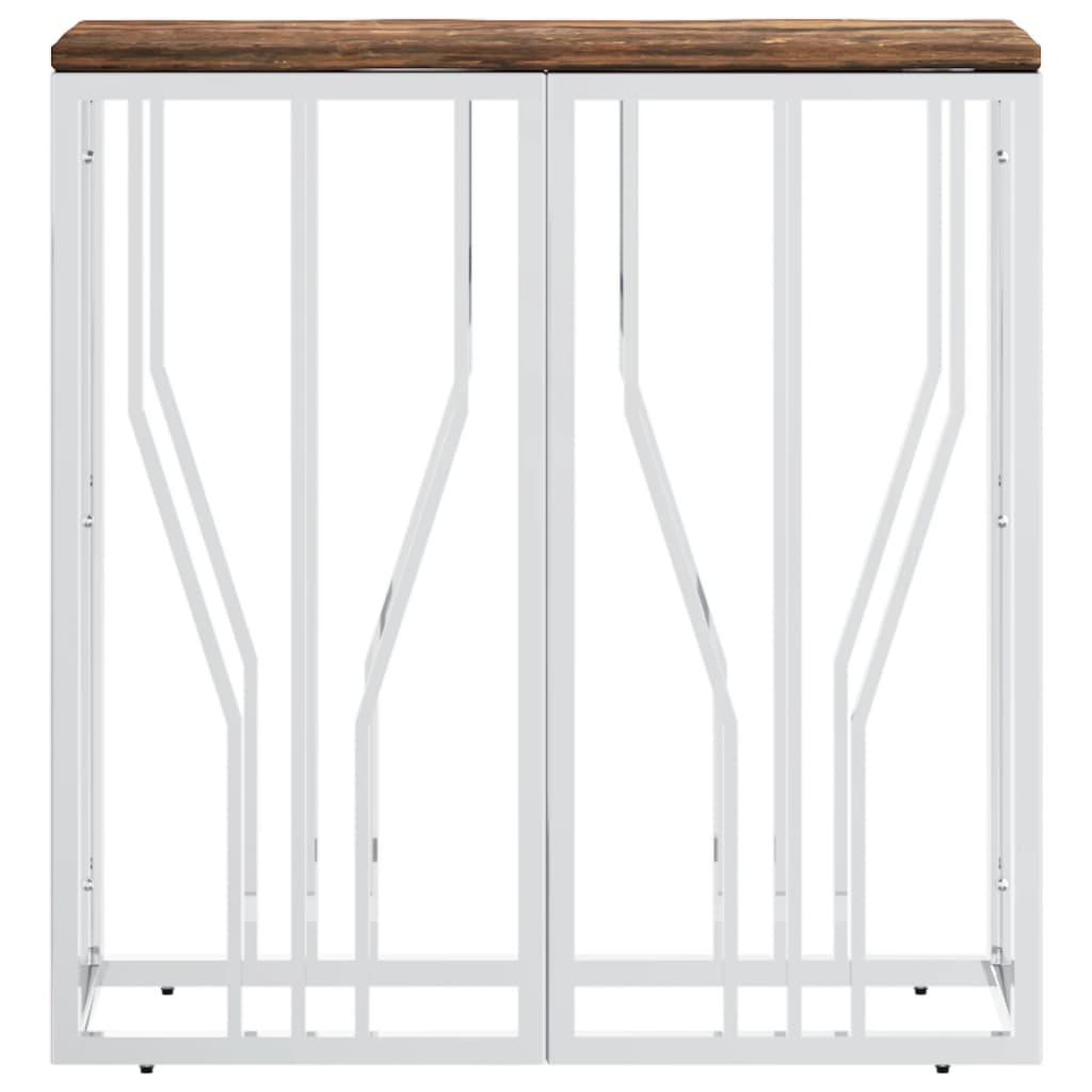 vidaXL Wandtafel roestvrij staal en massief gerecycled hout zilver afbeelding