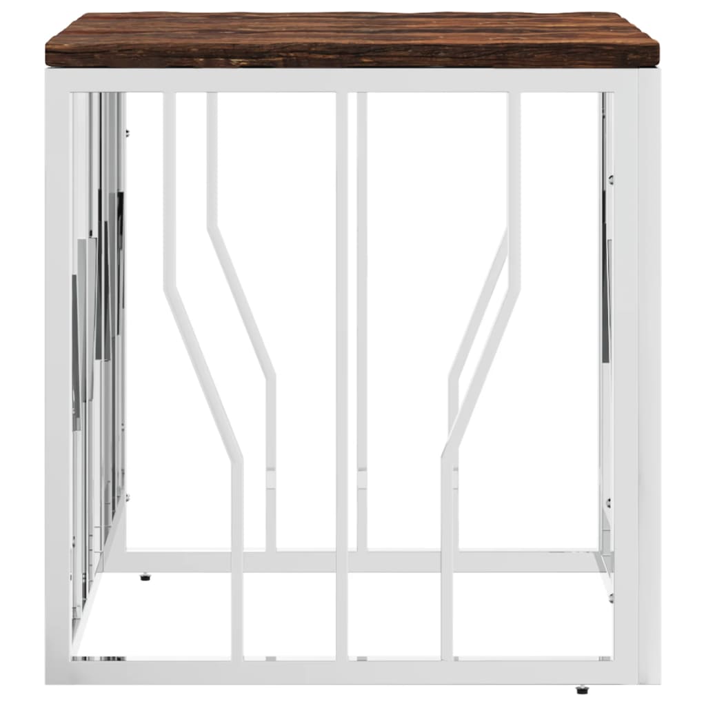 vidaXL Salontafel roestvrij staal en massief gerecycled hout zilver afbeelding